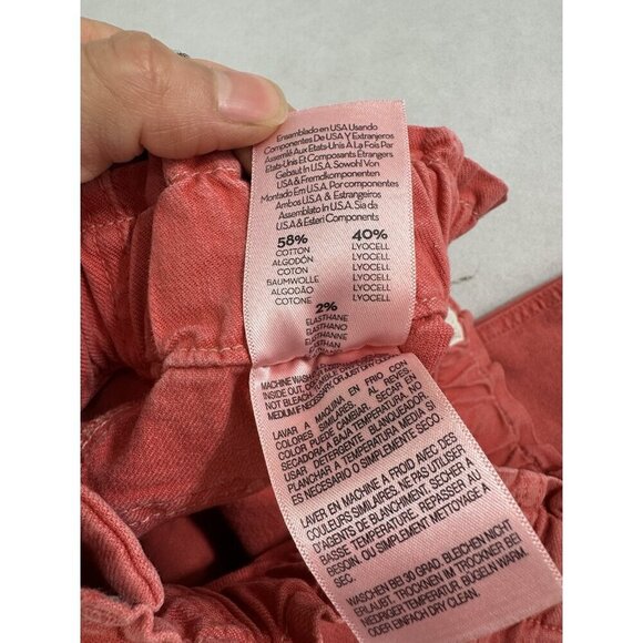 MOTHER The Springy High Rise Straight Leg Hot Coral Ankle Jeans Womens 28 Read - Picture 11 of 15